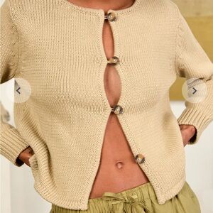 Caio Lucia Deo Khaki Cotton Knit Cardi
